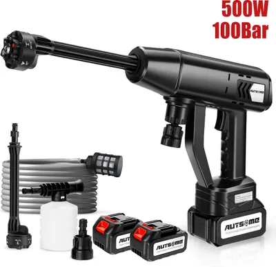Image de Nettoyeur haute pression AUTSOME 6-en-1 à batterie, nettoyeur mobile à haute pression, pistolet d'arrosage pour voiture, avec 2 batteries et 1 chargeur