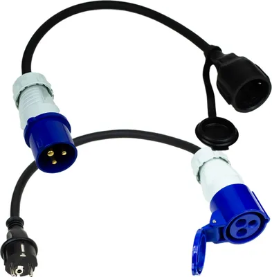 Produktbild von CEE Adapter Stromadapter 2er Set CEE Stecker Schuko Steckdose CEE Camping Boot