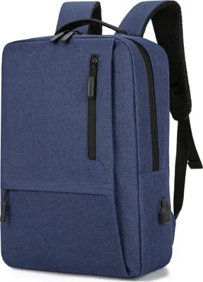 Obrázok produktu pre 15,6-palcový batoh na notebook a tablet, veľký objem a viacero vreciek, nepremokavá tkanina Oxford, s USB portom na nabíjanie, modrý