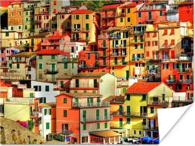 Produktbild von MuchoWow® Poster Farbige Häuser in Cinque Terre 80x60 cm - Kunst für zu Hause