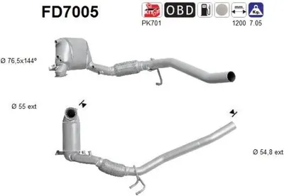 Produktbild von AS FD7005 Dieselpartikelfilter Rußpartikelfilter DPF für VW Golf V Schrägheck (1K1) Abgasanlage Diesel