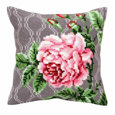 Obrázek produktu pro Sada pro vyšívání křížovým stehem CdA – polštář „Něžná růže“ 5342, 40 x 40 cm
