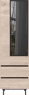 Produktbild von Stauraumvitrine >CANTORIA< 2 Schübe, 1 Tür, Castello-Eiche-Nachbildung / Schwarz - 63x206x40 (BxHxT)