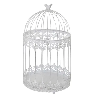 Produktbild von Deko-Vogelkäfig FRIDA weiß shabby chic Käfig mit Ornamentmuster Landhaus - GROSS