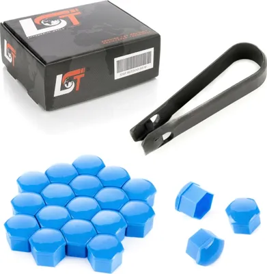 Produktbild von 20x Radschraube Abdeckkappen Radschraubenkappen 17mm blau Glanz für AUDI PORSCHE