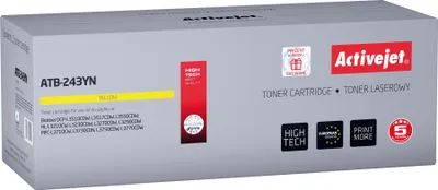 Zdjęcie produktu dla Activejet Toner ATB-243YN (zamiennik Brother TN-243Y; Standard; 1000 stron; Żółty), 1000 stron(y), Żółty, 1 szt.