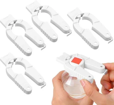 Obrázok produktu pre Ibenzoa® 4-dielna súprava otvárača na fľaše a poháre 3 v 1 – univerzálny otvárač na fľaše a poháre s protišmykovou rukoväťou, plast, biela, 10,2 x 4,9 cm
