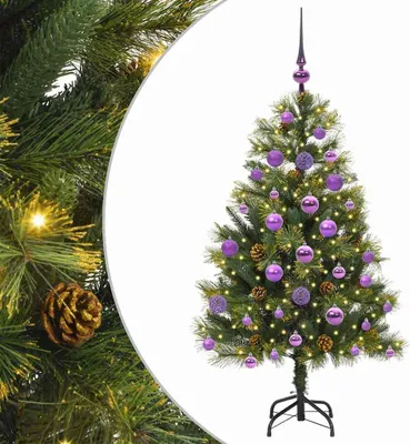 Obrázek produktu pro vidaXL Umělý skládací vánoční stromek se šiškami 120 cm