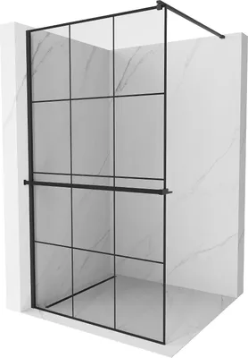 Immagine prodotto di Mexen Kioto+ parete doccia con mensola Walk-in 120 x 200 cm, griglia nera, nera - 800-120-121-70-77