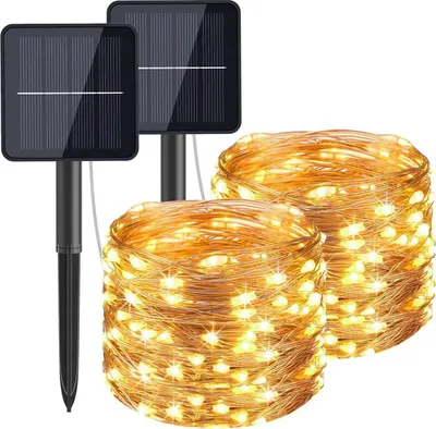 Produktbild von ALSTER HERZ® 2 Stück 120LED 12M Solar Lichterkette aussen, Solarleuchten Außen Garten, warmweiß, E0266