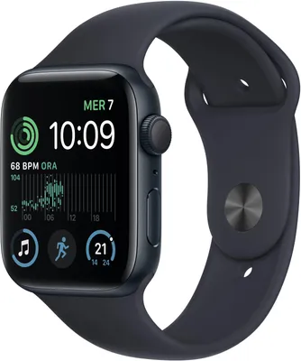 Produktbild von Apple Watch SE OLED 44 mm Digital 368 x 448 Pixel Touchscreen Schwarz WLAN GPS