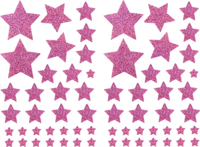 Produktbild von Oblique Unique 64 Sterne Sticker Stern Aufkleber mit Glitzereffekt für Weihnachten zum Basteln Spielen - rosa