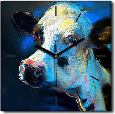 Produktbild von Coloray Uhr auf Leinwand 30x30 cm Wand Uhr Dekoration Wohnzimmer Segeltuch schwarze Hände -Kuhfarm Tiere.