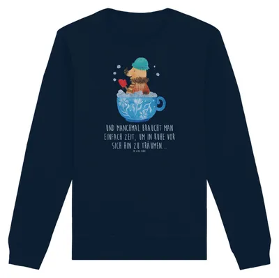 Produktbild von Mr. & Mrs. Panda Baumwoll Pullover Nachtfalter Schaumbad Größe L - French Navy - Geschenk, WC, Bio-Pullover, Badezimmer, Pulli, Sweater, Bad, Ziele, Bio, Lustige Sprüche