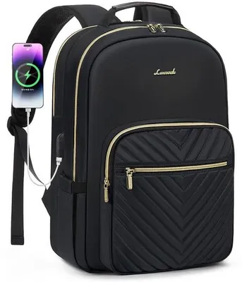Produktbild von Grosse 15,6 Zoll Laptop-Tasche für Mädchen, Wasserdichte Schultasche Schwarz, Elegante Werktasche für Schule, Universität und Reisen