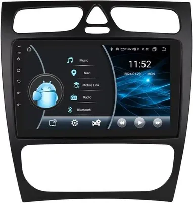 Immagine prodotto di Autoradio con Bluetooth e CarPlay per Mercedes-Benz Classe C/Classe CLK (W203/W209/S203/A209/W168) – Compatibile con Apple e Android – Impianto stereo con sistema di navigazione – 2 GB di RAM, 32 GB di memoria interna