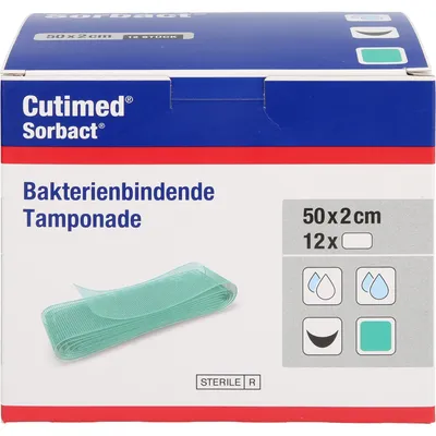 Zdjęcie produktu dla Cutimed Sorbact Tamponady 2x50 cm 12 szt