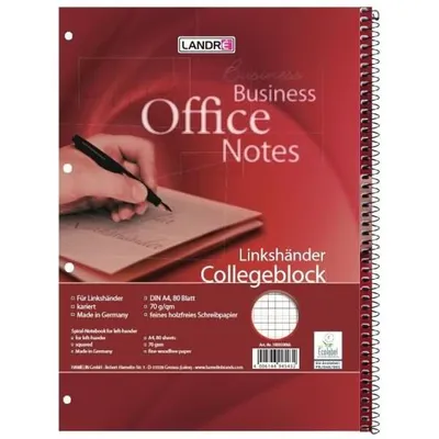 Produktbild von LANDR 100050066 Linkshänder-Collegeblock DIN A4+ kariert 80 Blatt