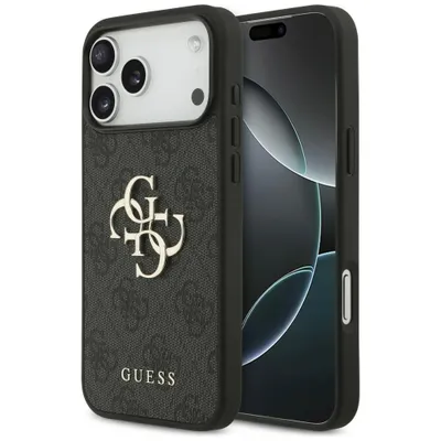 Image de Coque de protection Guess Hardcase 4G avec grand logo métallique pour iPhone 18 Pro Max / 17 Pro Max, noire