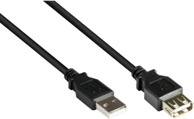 Image de Rallonge USB 2.0, fiche A vers prise A, noire, 1,8 m