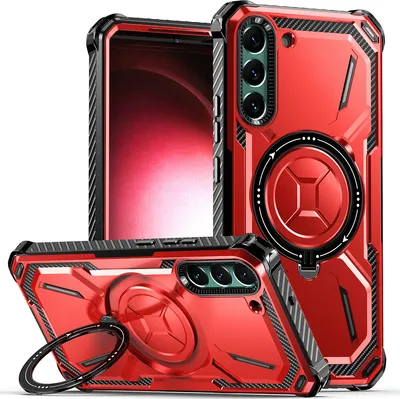 Produktbild von Schutzhülle für Samsung Galaxy S22 5G Magnetisches Kickstand Hülle, Kompatibel mit Magsafe Ladegerät Rot