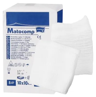 Imagen del producto de Compresas Mullidas MATOCOMP, 10x10 cm, en blíster de 16 unidades, 100 unidades