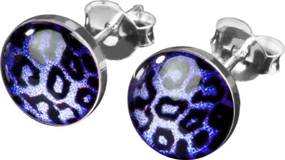 Produktbild von viva-adorno 1 Paar Damen Ohrstecker Ohrringe rund Edelstahl Schwarz Leo Leopard Z299,blau