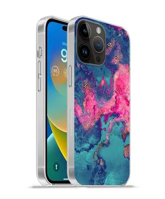 Produktbild von MuchoWow® Handyhülle Schutzhülle Hülle für Apple iPhone 14 Pro - Softcase Marmor - Farbe - Rosa - Blau Silikon Softcase Handy Hülle - Umschlag