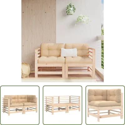 Produktbild von The Living Store Ecksofas mit Kissen 2 Stk. Massivholz Kiefer