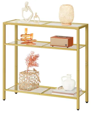 Konsole aus Glas, 3 Ebenen, gold, 75 cm