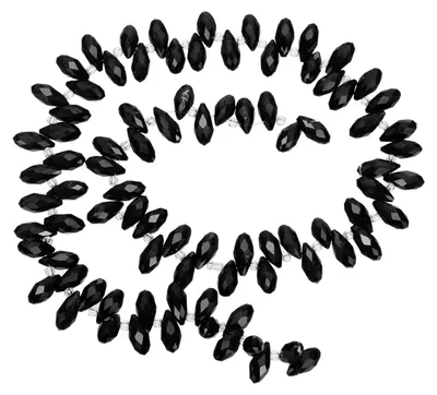 Tropfenperlen 180-190 Stk., 12x6 mm, facettiert, schwarz, für Schmuck