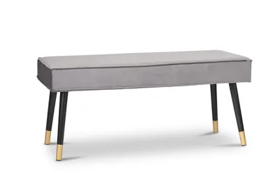 Image de LIFA LIVING Banc gris en velours, Banc our la chambre à coucher, le salon & l'entrée, Banc rembourré pour l'intérieur, pouf en velours en 101 x 42 x 45 cm
