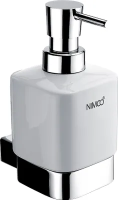 Immagine prodotto di Nimco Kibo - Distributore di sapone in Vetroceramica con supporto, 250 ml, bianco/cromo Ki 14031K-T-26