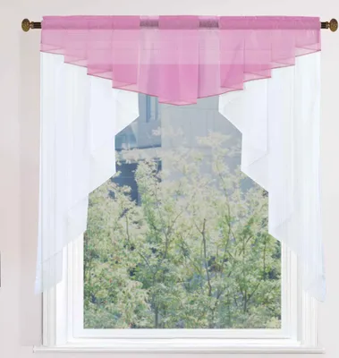 Immagine prodotto di Tenda per finestra HxL 100x100 cm Rosa "MEIßEN" Tenda corta a tunnel con curva a M, nastro universale a strappo, 2023700