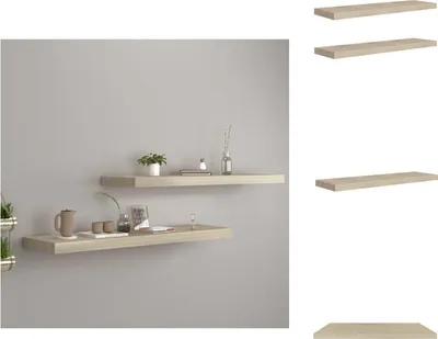 Obrázok produktu pre vidaXL Plávajúce police 2 ks. Dubový vzhľad 90x23,5x3,8 cm MDF - Nástenné police