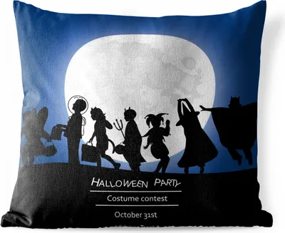 Produktbild von MuchoWow® Outdoor Kissen - Eine Gruppe von Gruselgestalten in einer Halloween-Illustration - 60x60 cm - Wetterfest - Lounge Kissen - Dekoration - Schlaf Kissen