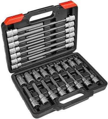 Produktbild von 30 tlg. Innen Sechkant 1/2" Steckschlüsselsatz Set Bit Extra Lang