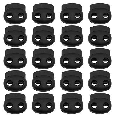 20er-Pack Kordelstopper schwarz oval Doppelloch Kunststoff