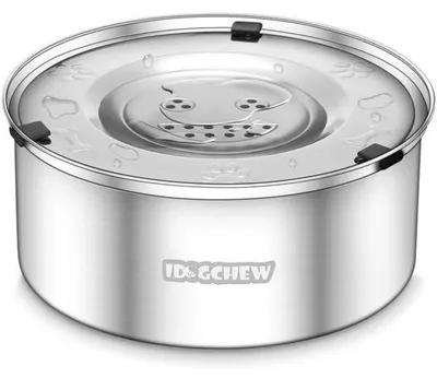 Image de Gamelle pour chien, 1 litre, en acier inoxydable, anti-gaspillage, base antidérapante, argentée