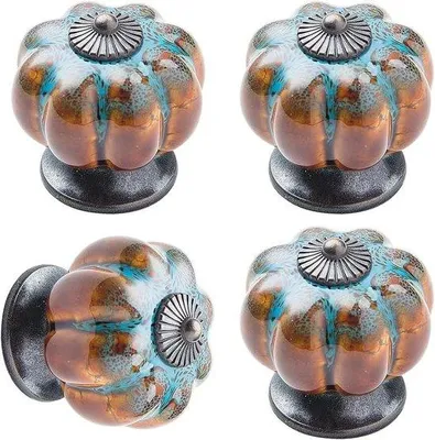 Image de Ensemble de boutons en céramique pour meubles, style vintage, multicolore