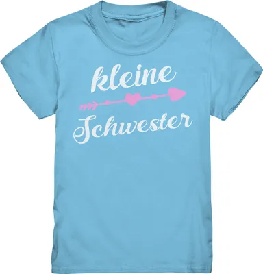Produktbild von Kleine Schwester T-Shirt Pfeil Herz Kleine Schwester Geschenk – Sky Blue / 98/104 (3-4)