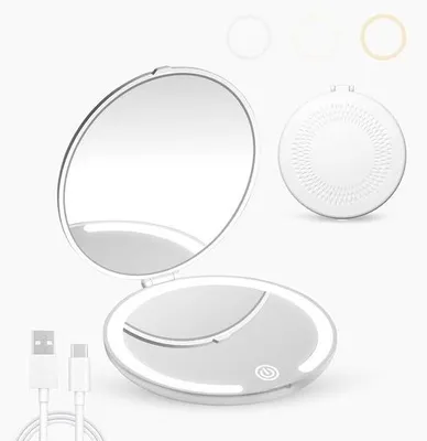 Imagen del producto de Espejo de maquillaje LED compacto con aumento de 1X y 5X