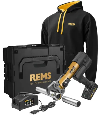 Produktbild von REMS Akku-Press E, 22V, ACC, Gold, Basic-Pack, +Hoodie, 1 Stk.