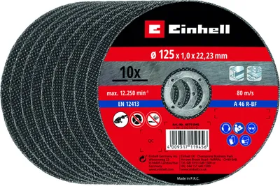 Immagine prodotto di Einhell 10 dischi da taglio sottili 125x1,0 Accessori per smerigliatrici angolari