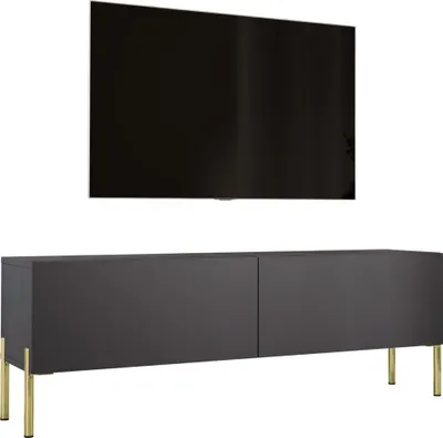 Imagen del producto de Mueble de televisión en color antracita con patas doradas, de 140 x 52 x 32 cm
