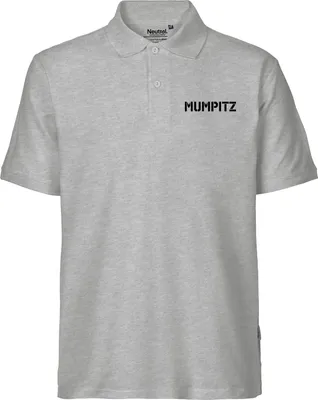 Produktbild von Huuraa Herren Polo Shirt Mumpitz Schriftzug XL Sport Grey Bio Baumwolle Fairtrade Poloshirt Geschenkidee