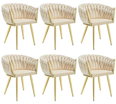 Produktbild von tectake® Set Esszimmerstuhl Astano gepolstert, mit Samtbezug, Knotendesign 60,5 x 55 x 75 cm