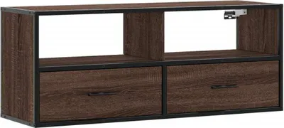 Produktbild von vidaXL TV-Schrank Braun Eiche 100x31x39,5 cm Holzwerkstoff und Metall