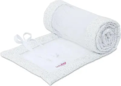 Produktbild von babybay Nestchen Mesh passend für Modell Maxi, Boxspring, Comfort und Comfort Plus, weiß Glitzersterne diamantblau