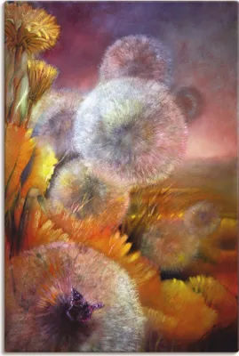 Produktbild von ARTland Leinwandbild Löwenzahn und Schmetterling Größe: 40x60 cm